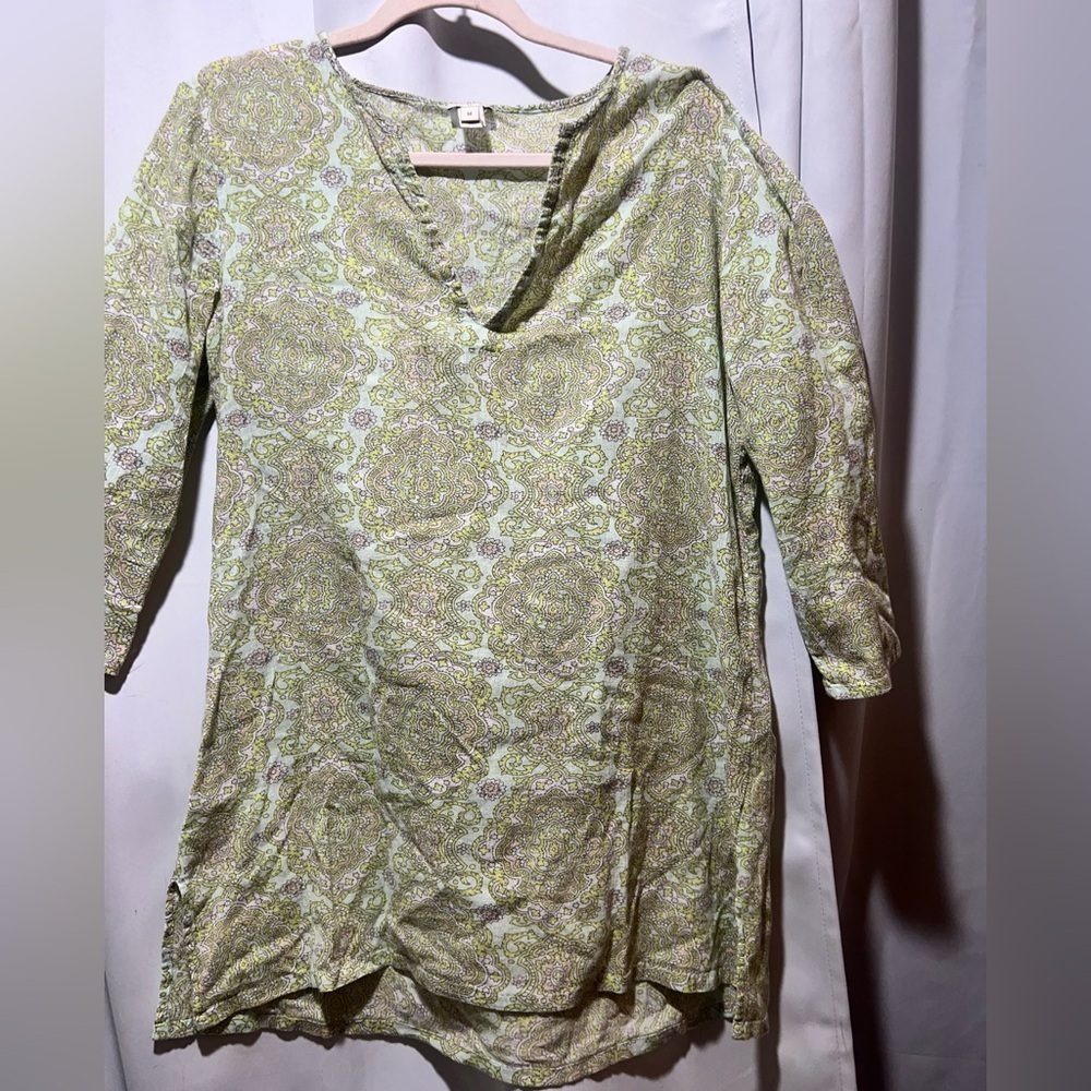 J Crew Paisley Medallion Green Women’s Tunic Size Medium - Picture 5 of 5